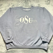 Vintage Ohio State Buckeyes Sweatshirt Men Large Gray Football NCAA Spellout