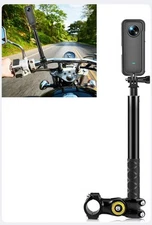 Motorcycle Bike Handlebar Double Clamp Invisible Selfie Stick