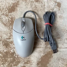 Logitech USB Wired Mouse - Light Grey - Wired Trackball  (M-BB48)