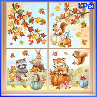 Fensterbilder Waldtiere Fuchs AhornbläTter Herbst Glasaufkleber Deko