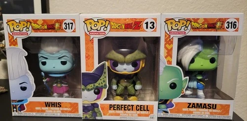 Funko Pop! Dragon Ball Z Cell #13 Whis #317 Zamasu #316 Lot of 3