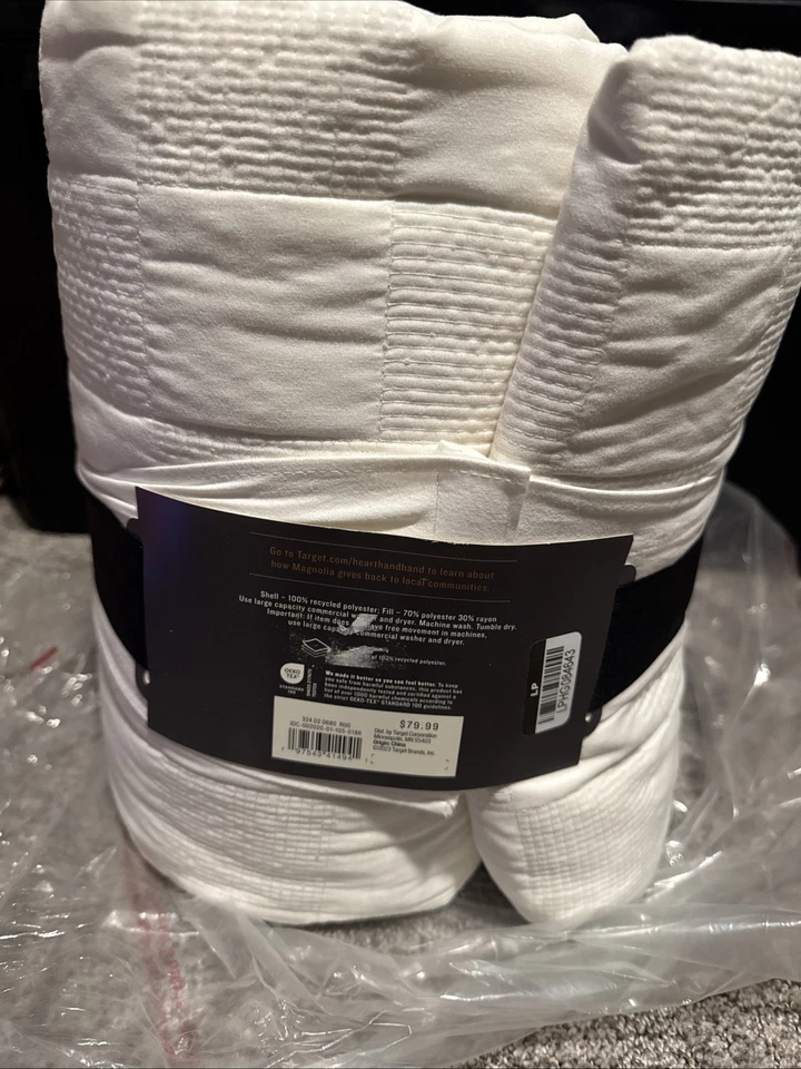 ¡NUEVO! Edredón Threshold 100 % algodón doble puntada de tela blanco roto COMPLETO/REINA Foto 3 de 4