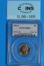 1951-S 5C JEFFERSON NICKEL PCGS MS64 US TYPE COIN HN-169