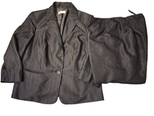 Le Suit Womens 18W Black 2 Piece Pant Suit Blazer Jacket Pants Pockets Short