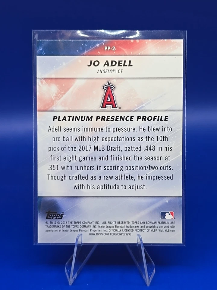 2018 Bowman Platinum PLatinum Presence Jo Adell #PP-2 Angels - Image 2 of 2