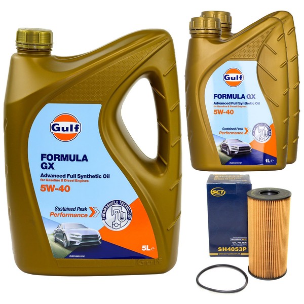 MotoröL Set Gulf Formula GX 5W-40 7 Liter + ÖLfilter FüR Renault Megane II-image