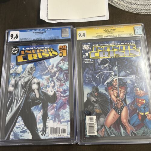 DC Countdown 1 & Infinite Crisis 1 Signed CGC 9.6 & 9.4 - Picture 1 of 5