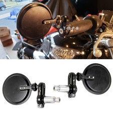 Circular Foldable Bar End Motorcycle Rear View Mirror For 7/8" 1" Handle Bars UK