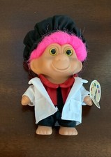 ARTIST TROLL with Beret - 5" 1991 TNT Vintage Troll Doll with PINK Hair  NEW