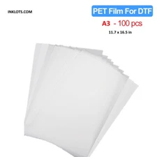  A3 11.7" x 16.5" DTF Transfer Film cold or Hot Peel Double Sided - 100 Sheets 