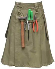 Men's Olive Utility Kilt Scottish Fashion Work Kilts For Men Size 28" to 50" 
