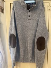 EUC Chaps Sweater Mens Extra Large Gray Henley Pullover Brown Christmas Holiday