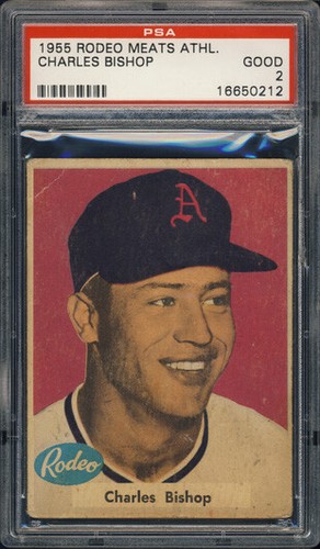 Charles Bishop 1955 Rodeo Meats Athletics card