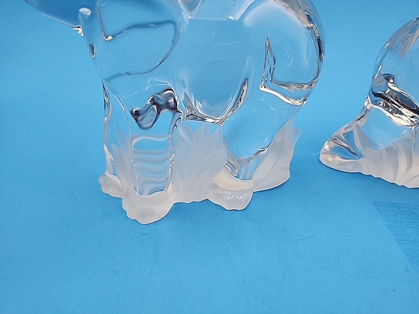 2 Lenox Elephants- Animal Collection- Fine Crystal Made In Germany Trunks Up 