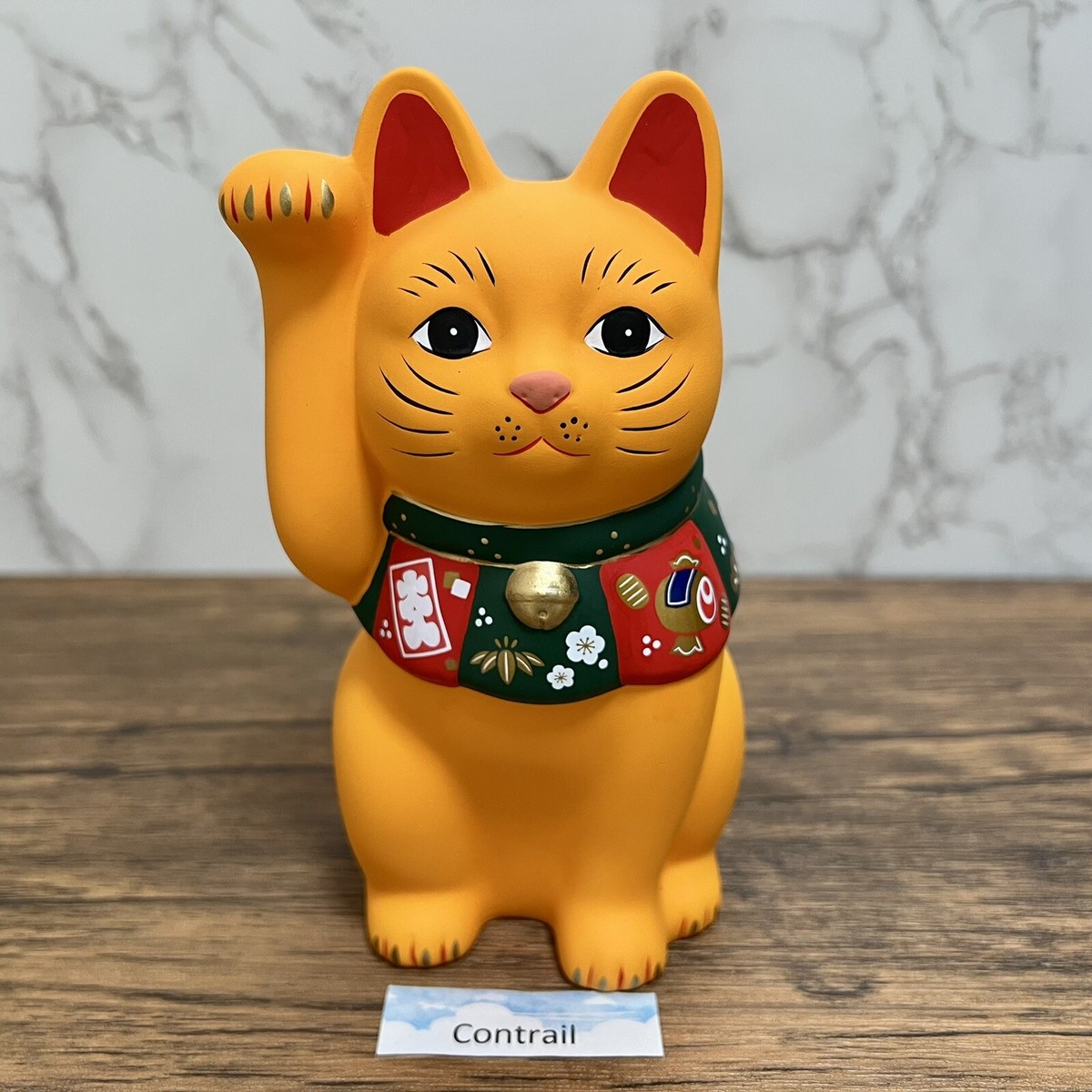 絵画 beckoning cat Japanese Painting of Maneki Neko Beckoning Cat on Shikishi