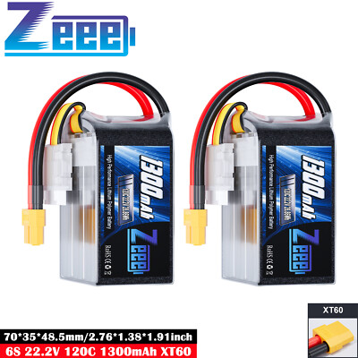 2x Zeee 6S Graphene Lipo Battery 1300mAh 22.2V 120C XT60 for RC Drone Quadcopter