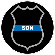 Law Enforcement Thin Blue Line Son Police Badge Bumper Sticker Military Decal 5"