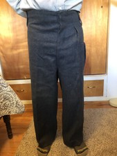 Wool Blue Army Pants 28  Ins With Hem Vintage WW11