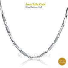 Stainless Steel Silver Arrow Bullet Chain Bracelet Necklace Men Women 7- 38"