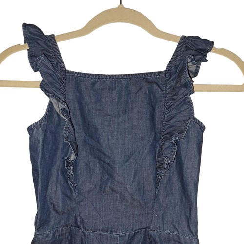 GAP KIDS Chambray Romper Ruffle Smocked Square Neck Tank Shorts Large 10 NWT $40 - Picture 3 of 10