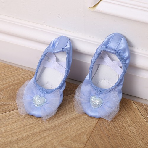 Kids Girl's Dancing Shoes Ballerinas Ballet Shoes Split Sole Band Stage Soft - Picture 94 of 106