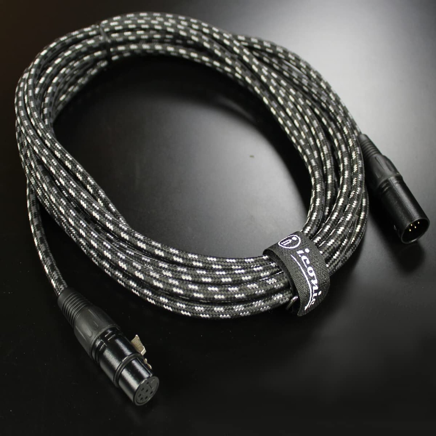 7 Pin XLR 20ft Female to Male Vacuum Tube Microphone 20' Cable Cord Black Tweed
