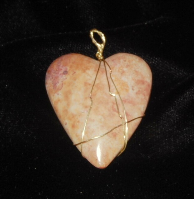 Valentine Heart Pendant Wire Wrapped Natural Stone eBay