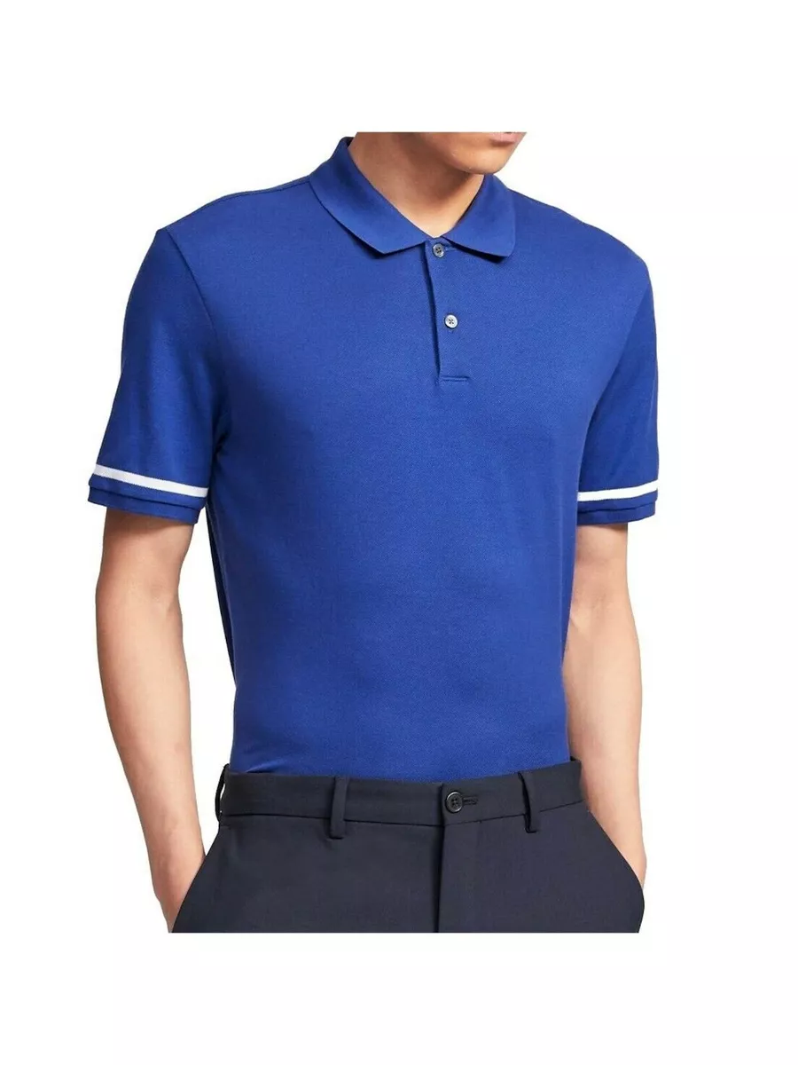 Theory Men's Line Short Sleeve Polo Shirt In Function Pique Blue SZ. L MSRP:$135