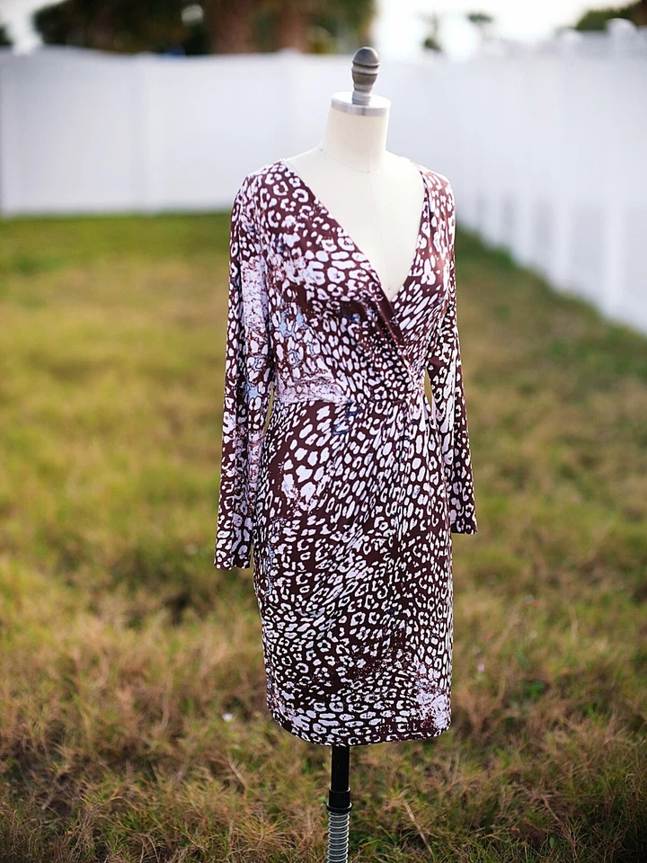 Vestido Emilio Pucci Italia Talla S Imitación Envoltura Cachemira Leopardo Animal Arte Óptico Foto 2 de 4