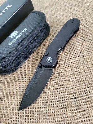 REMETTE Rhino Folding Knife 3.25'' D2  Tool Steel Blade Black G10 Handle