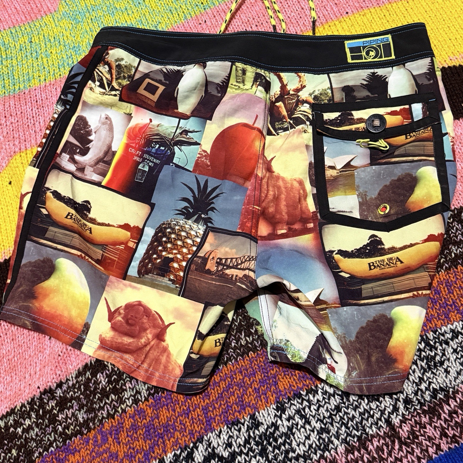 Piping Hot Size 34 Board Shorts Australian Landmark Icons Collage Print image 5