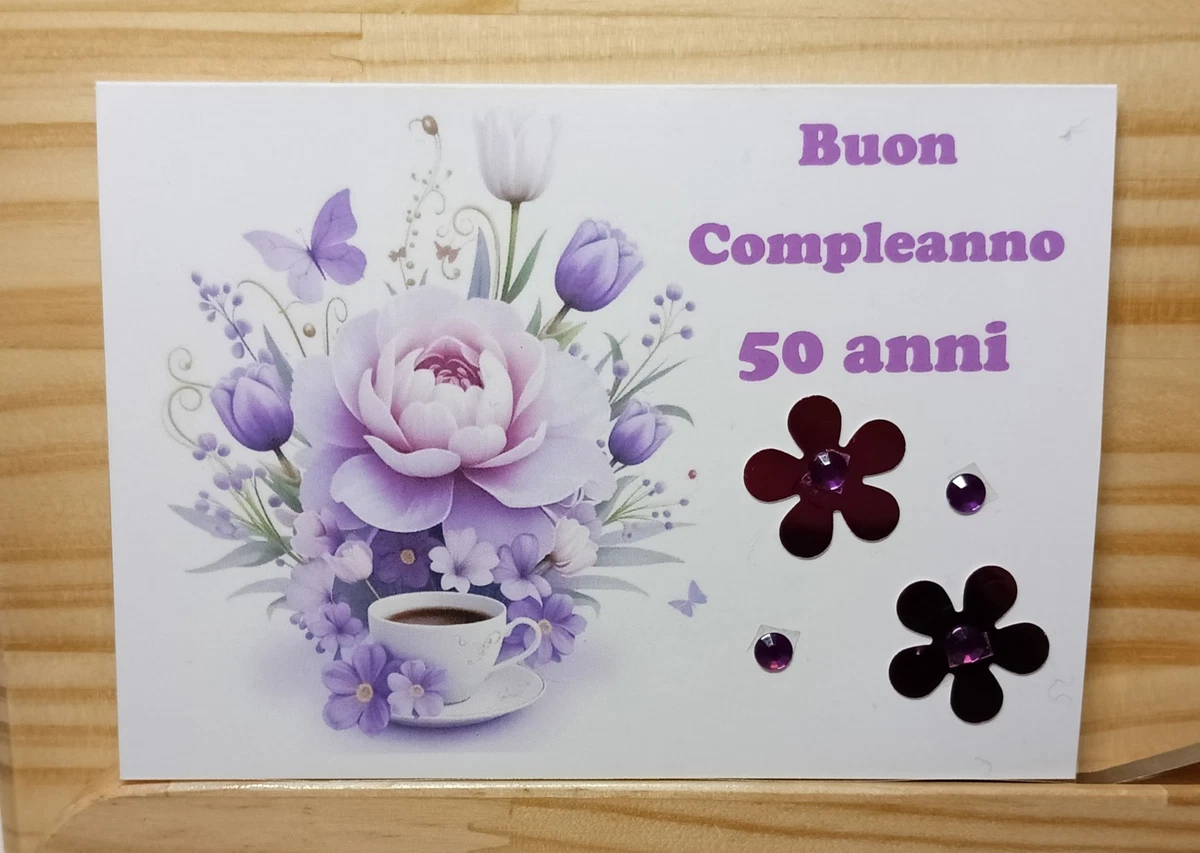 Biglietto Di Auguri Per 50° Compleanno - Formato A4 Con Glitter E Busta - AO011 - 3