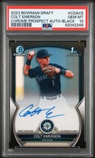 2023 Bowman Chrome Colt Emerson Black 1st Autograph /75 PSA 10 Mariners