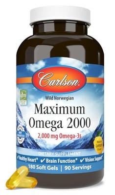 Carlson - Maximum Omega 2000, 2000 mg Omega-3 Fatty Acids Including EPA and D...