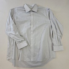 Eagle Shirtmakers 1867 Men  s Dress Shirt 18 34/35 Regular Fit Gray Stripe French