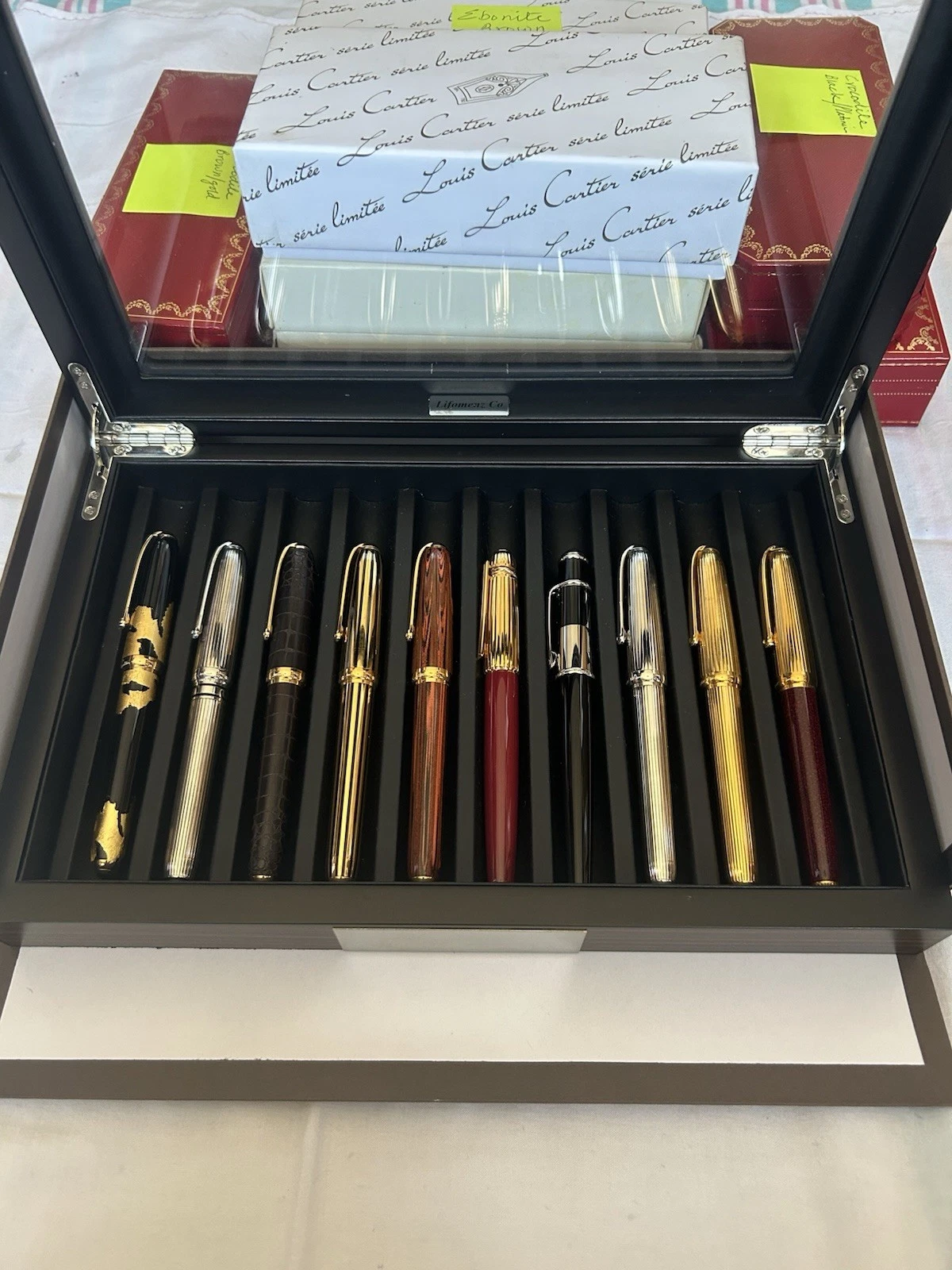 Cartier — Collection of 10 Louis Cartier Fountain Pens, 18K EF, F, M Nibs-Mint