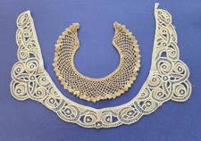 Vintage 1930's Hand Crocheted Lace Dress Collar and Fancy Machine Lace Collar