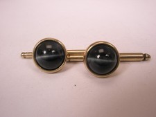 SINGLES 2 3/8" Cats Eye GOLD PLATED Vintage Formal Tuxedo Prom Shirt Stud f42