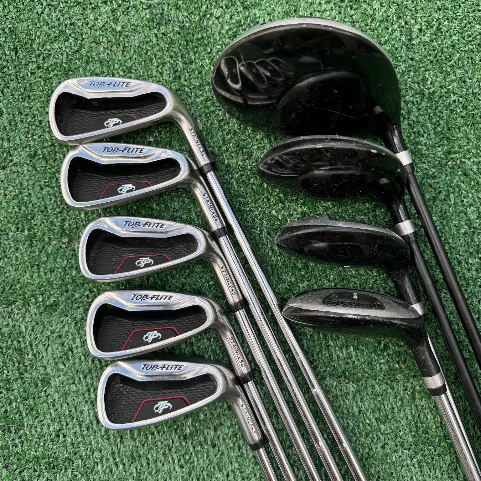 Club Set Steel Shafts Irons Wood Hybrids Driver No Putter 9 