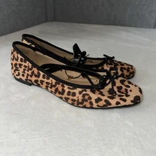 Time And Tru Shoes Leopard Cheetah Patterned Women's Flats with Bow Size 10