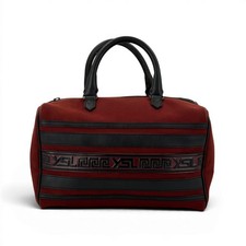 Borsa YVES SAINT LAURENT YSL logo bordo tela pelle bordeaux nera mini Boston