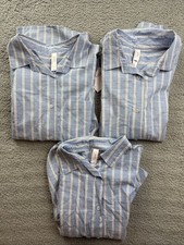 3x Auden Sleepwear Shirt Womens Small Blue Cotton Blend Button Front Pajama Top
