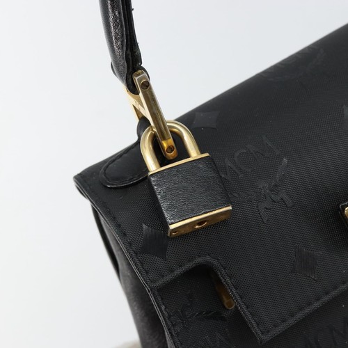 MCM Vicetos Logogram Hand Bag PVC Black Gold Auth 145191 - Picture 18 of 24