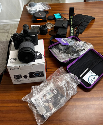 Canon EOS M6 Mark II Mirrorless Digital Camera, 15-45mm, Sigma 1.4 16mm
