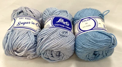 Lily Sugar 'n Cream Cotton Yarn: 3 Skeins Blue/#26 Yarn, NEW - Image 1 of 4