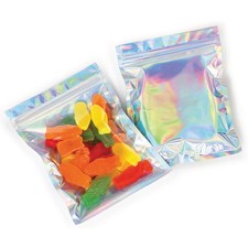 Mylar Bags with Zipper Seal 5 x 7" | 100 Bags | Rainbow Holographic | Sealabl...