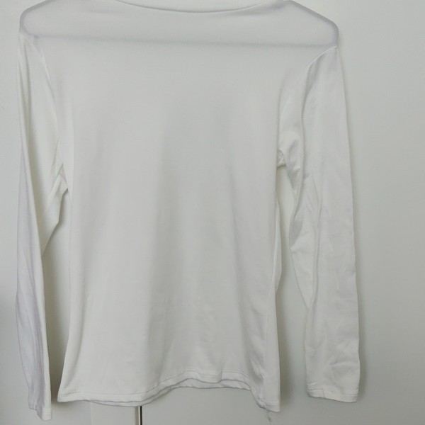 Women’s XS/S White Cotton Knit Crew Neck Long Sleeve Basic T-Shirt