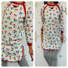 Vintage 70s 80s Rainbow Heart Pajama Dress - Clowncore Kawaii Sleep Shirt Nighty