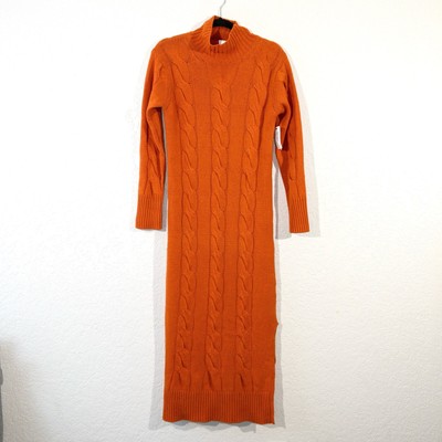 NWT 8 By Yoox Orange Cable Knit High-Neck Long Dress Size Small