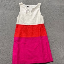 Talbots Dress Womens 16 Colorblock V Neck Sheath Textured Colorful Career Wear